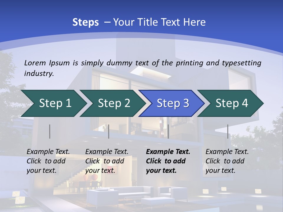 A Modern House With A Pool In Front Of It PowerPoint Template