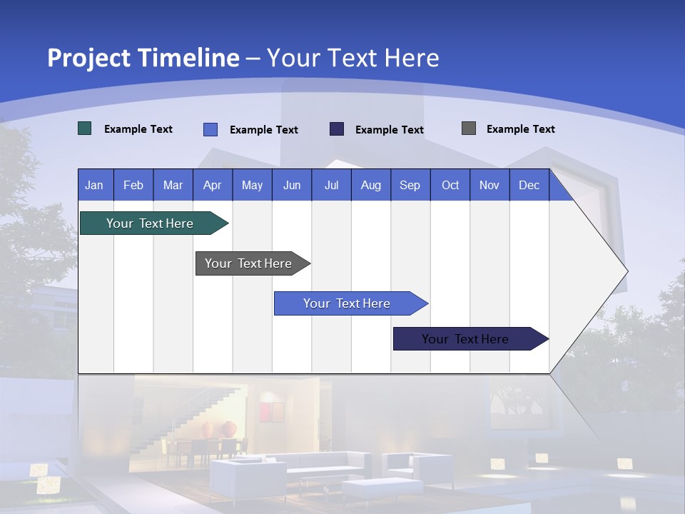 A Modern House With A Pool In Front Of It PowerPoint Template