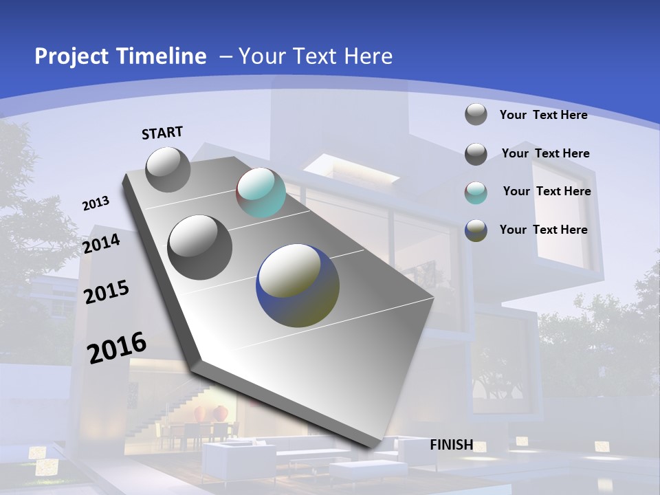 A Modern House With A Pool In Front Of It PowerPoint Template