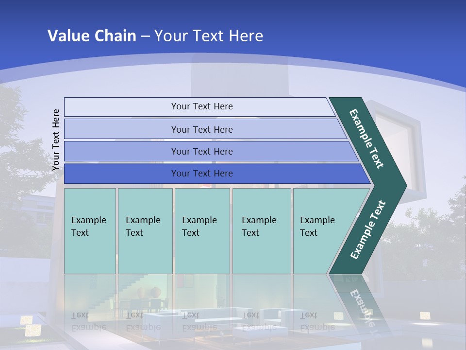 A Modern House With A Pool In Front Of It PowerPoint Template