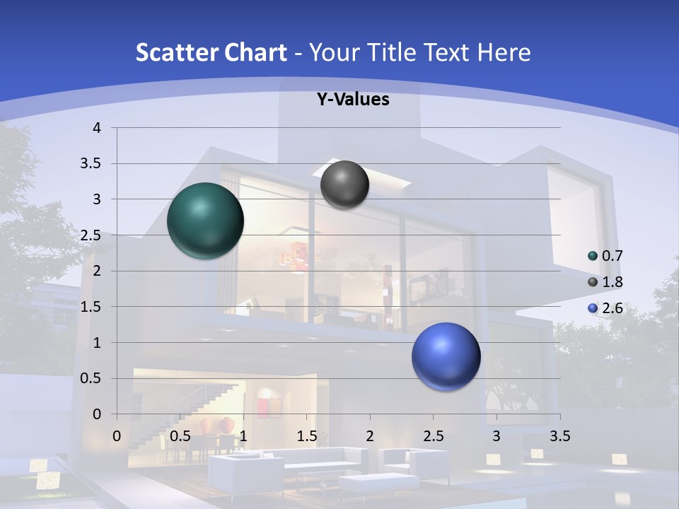 A Modern House With A Pool In Front Of It PowerPoint Template