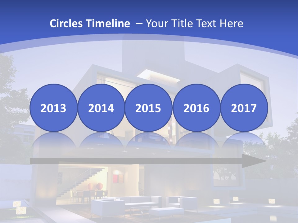 A Modern House With A Pool In Front Of It PowerPoint Template