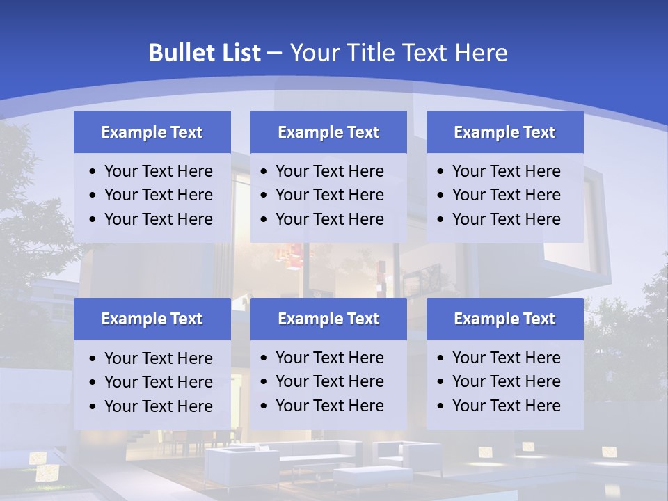 A Modern House With A Pool In Front Of It PowerPoint Template