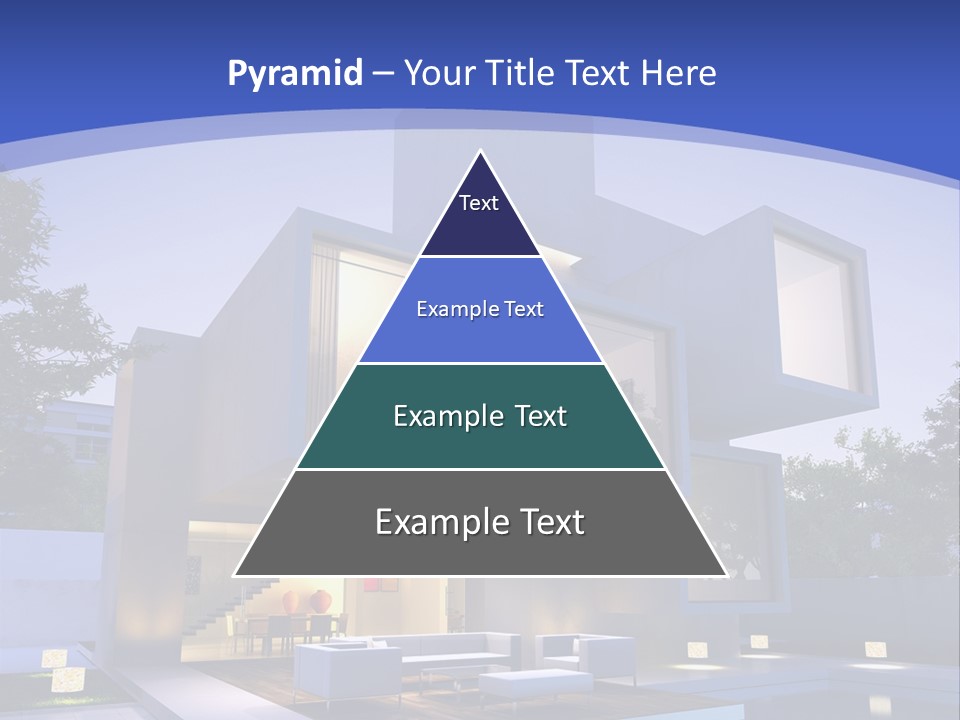 A Modern House With A Pool In Front Of It PowerPoint Template
