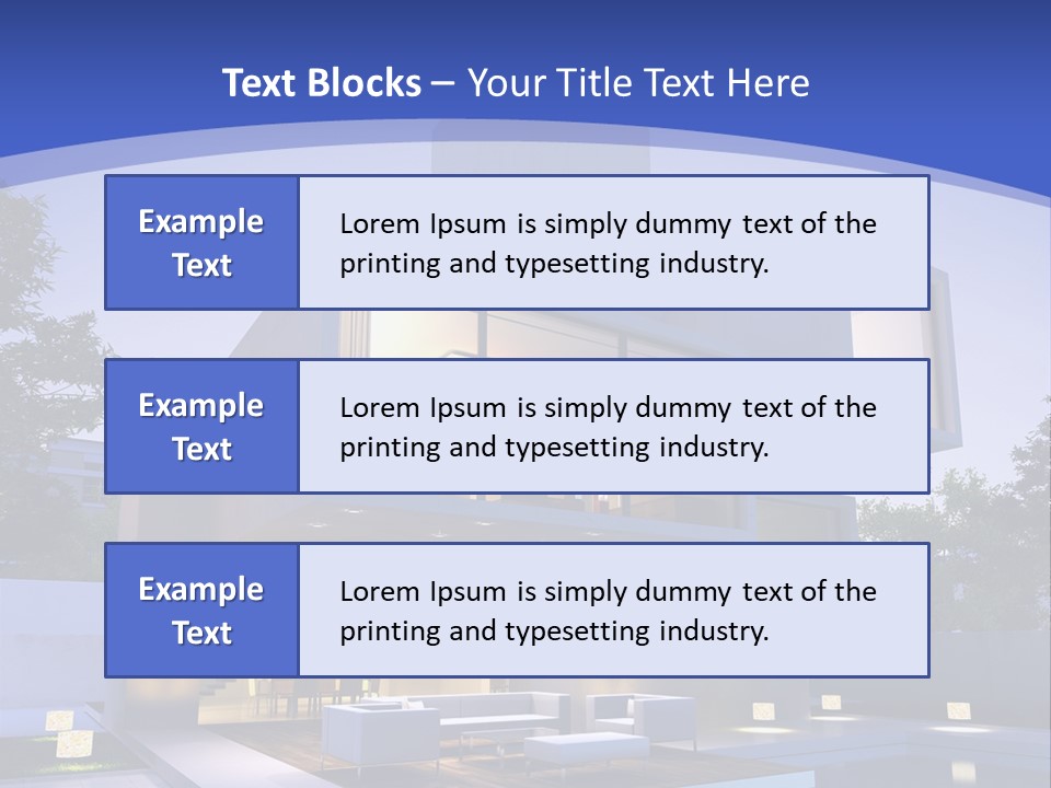 A Modern House With A Pool In Front Of It PowerPoint Template