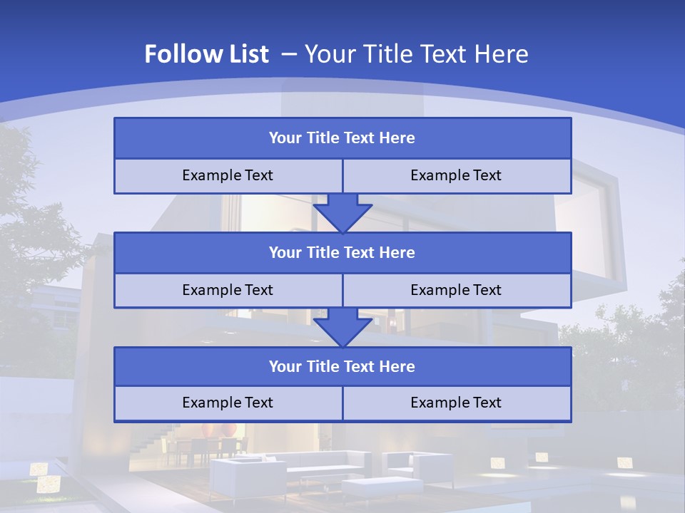 A Modern House With A Pool In Front Of It PowerPoint Template
