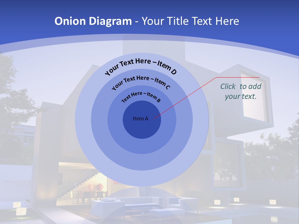 A Modern House With A Pool In Front Of It PowerPoint Template