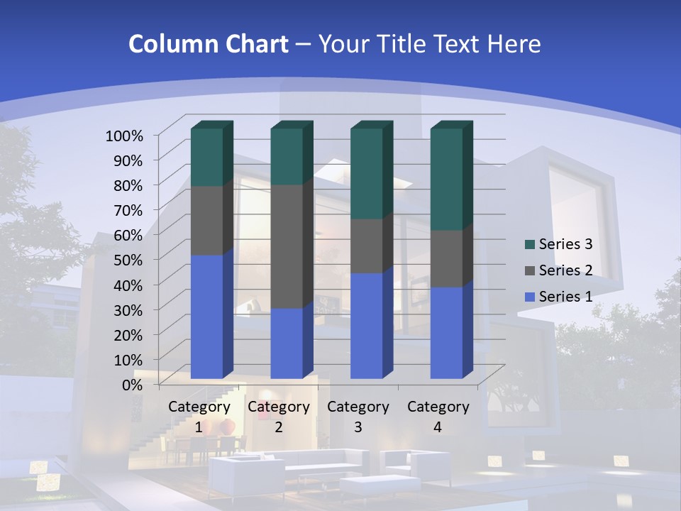 A Modern House With A Pool In Front Of It PowerPoint Template