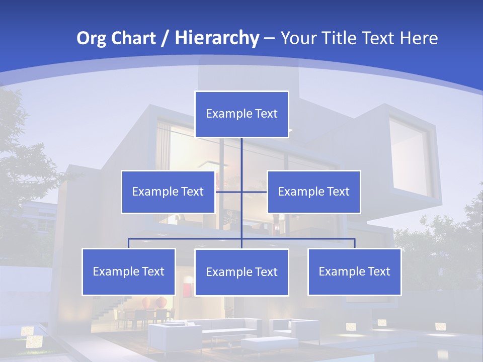 A Modern House With A Pool In Front Of It PowerPoint Template