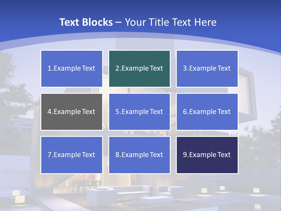 A Modern House With A Pool In Front Of It PowerPoint Template