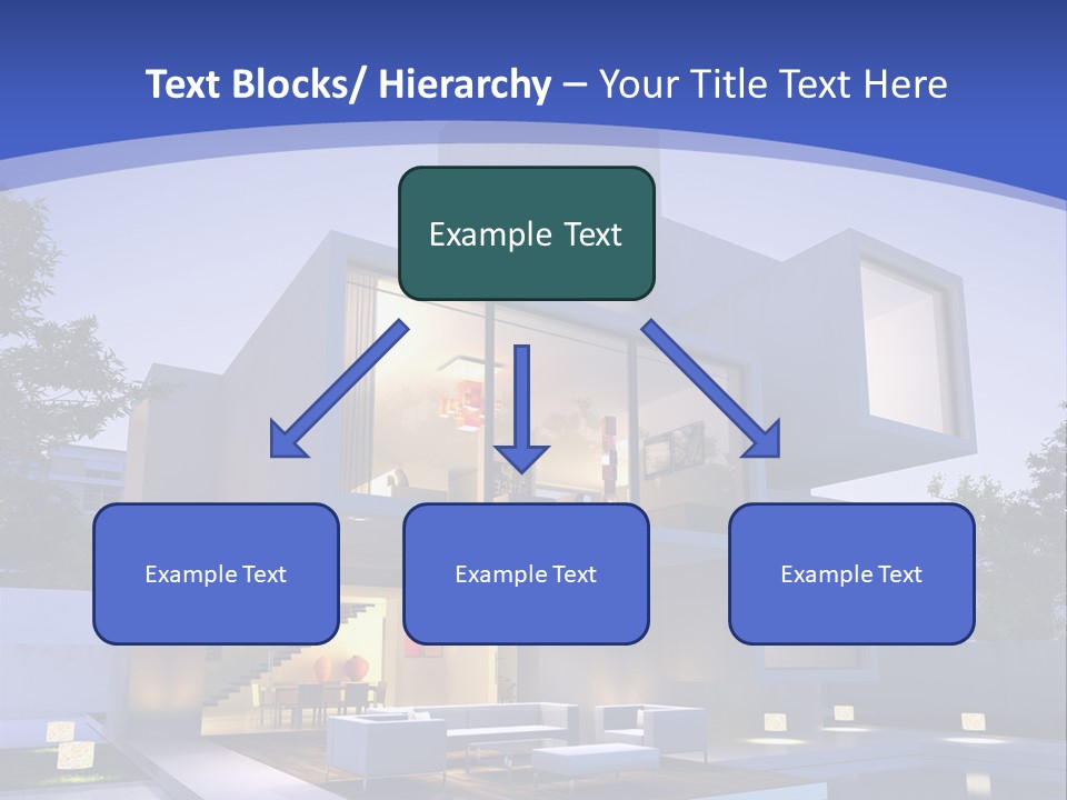 A Modern House With A Pool In Front Of It PowerPoint Template