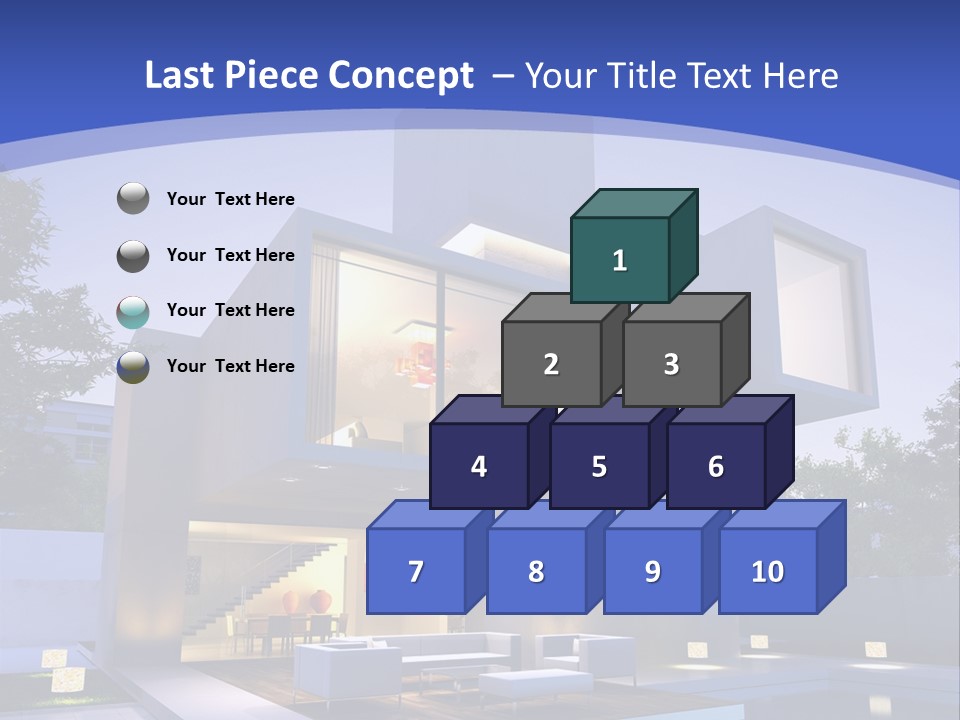 A Modern House With A Pool In Front Of It PowerPoint Template