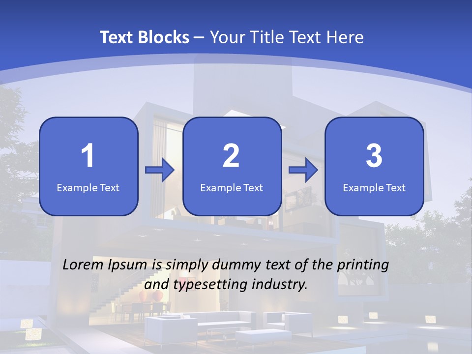 A Modern House With A Pool In Front Of It PowerPoint Template
