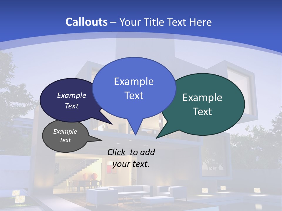 A Modern House With A Pool In Front Of It PowerPoint Template