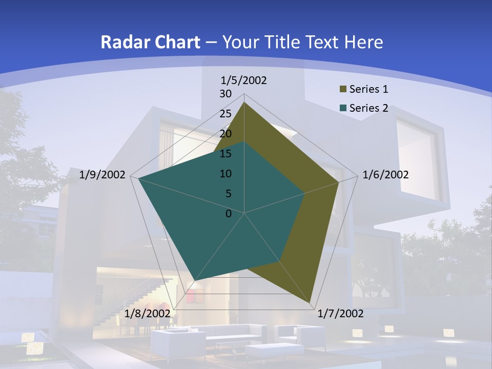 A Modern House With A Pool In Front Of It PowerPoint Template