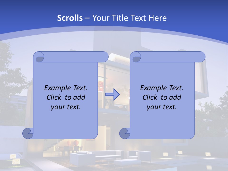 A Modern House With A Pool In Front Of It PowerPoint Template