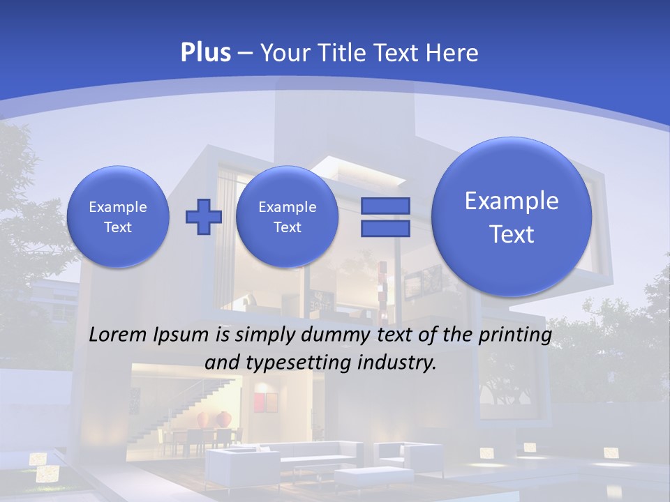 A Modern House With A Pool In Front Of It PowerPoint Template