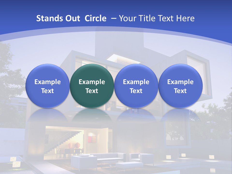 A Modern House With A Pool In Front Of It PowerPoint Template