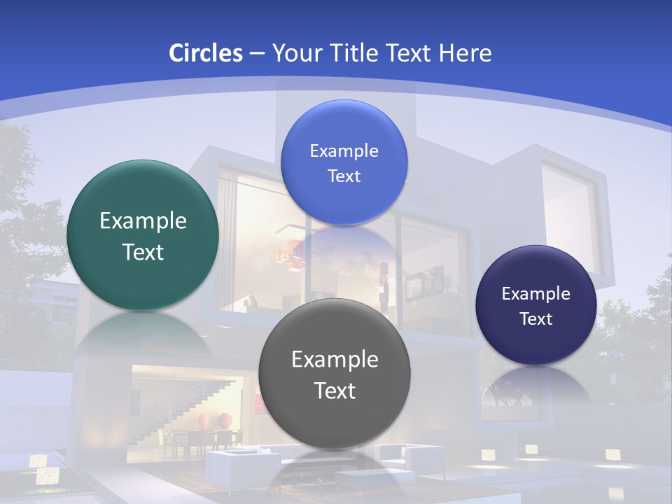 A Modern House With A Pool In Front Of It PowerPoint Template