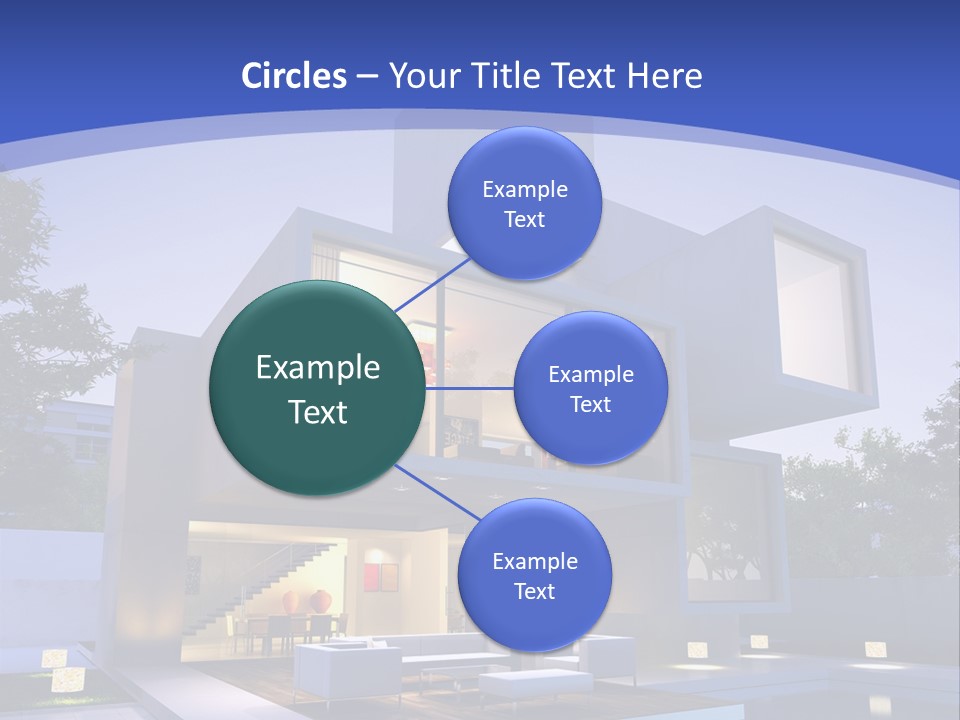 A Modern House With A Pool In Front Of It PowerPoint Template