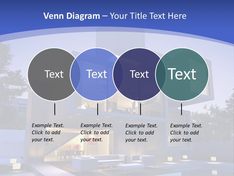 A Modern House With A Pool In Front Of It PowerPoint Template