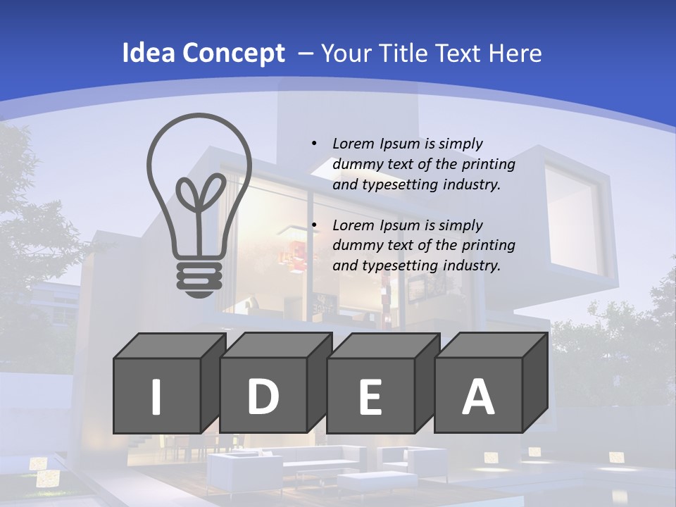 A Modern House With A Pool In Front Of It PowerPoint Template