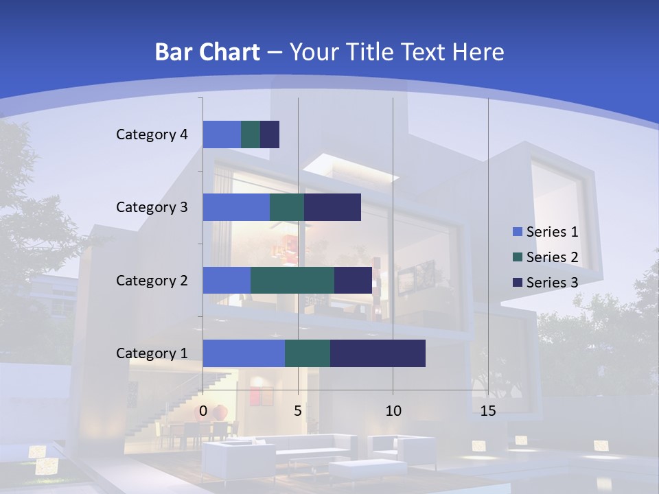 A Modern House With A Pool In Front Of It PowerPoint Template