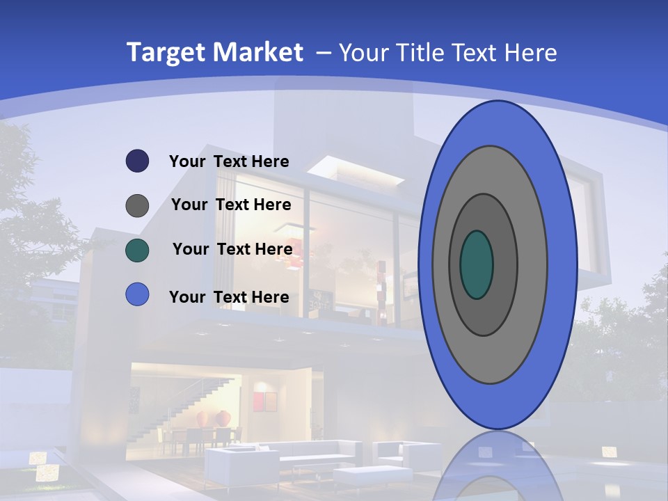 A Modern House With A Pool In Front Of It PowerPoint Template