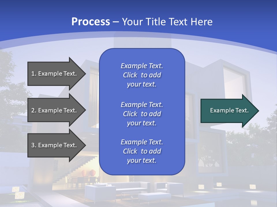 A Modern House With A Pool In Front Of It PowerPoint Template