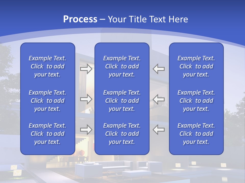 A Modern House With A Pool In Front Of It PowerPoint Template