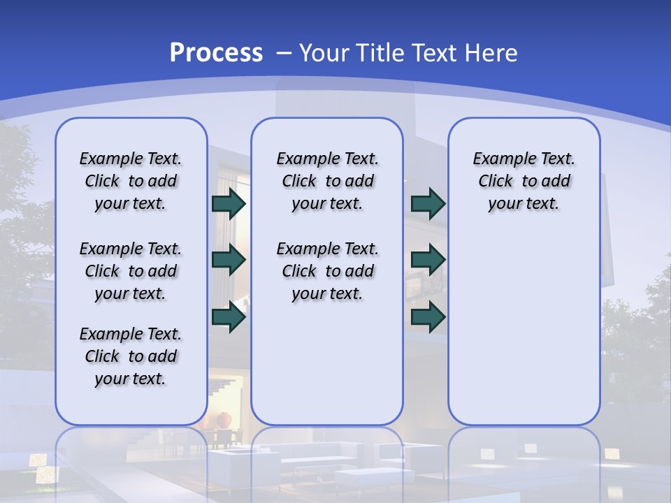 A Modern House With A Pool In Front Of It PowerPoint Template
