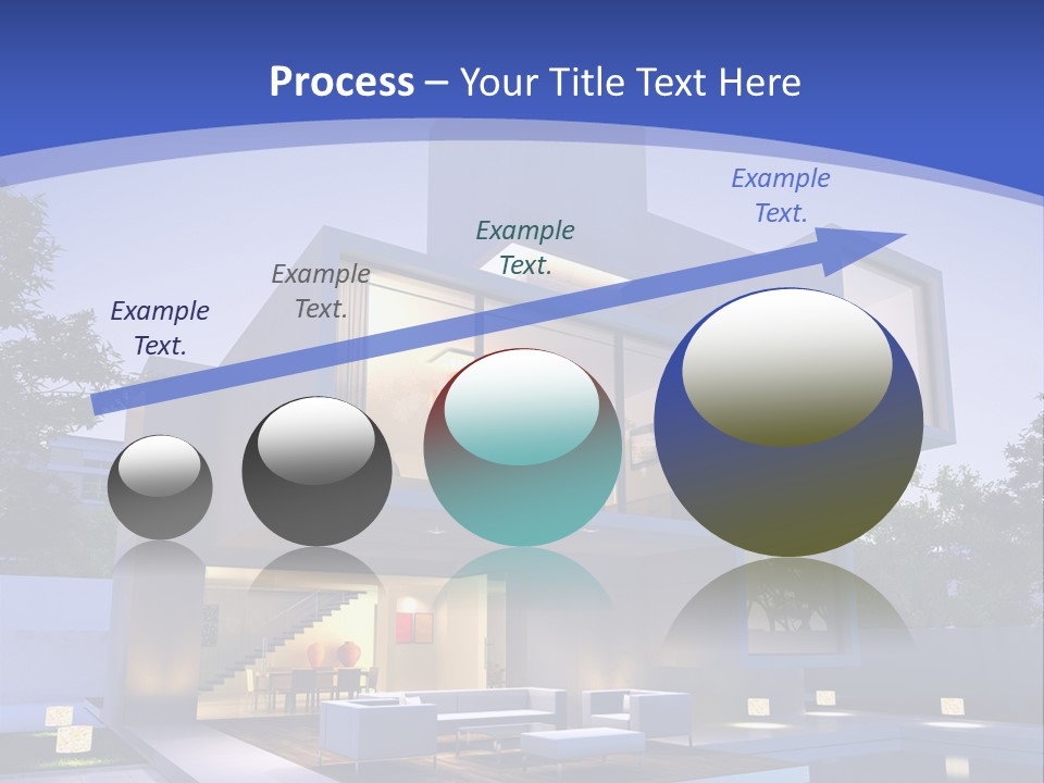 A Modern House With A Pool In Front Of It PowerPoint Template