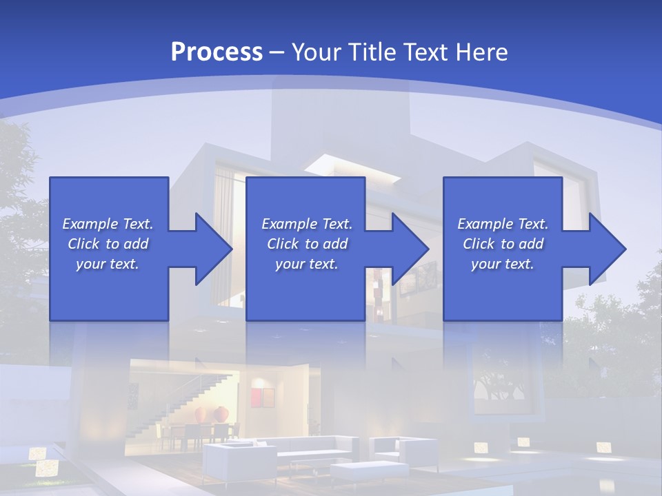 A Modern House With A Pool In Front Of It PowerPoint Template