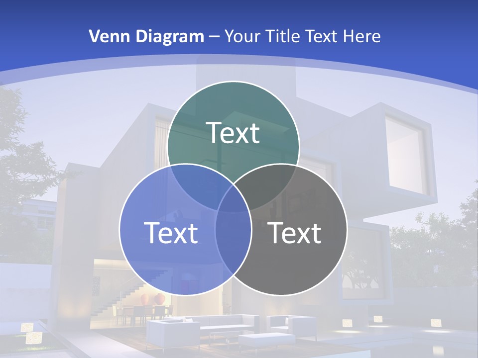 A Modern House With A Pool In Front Of It PowerPoint Template