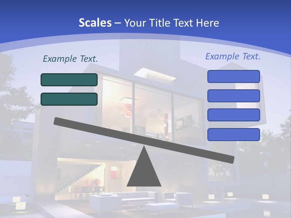 A Modern House With A Pool In Front Of It PowerPoint Template