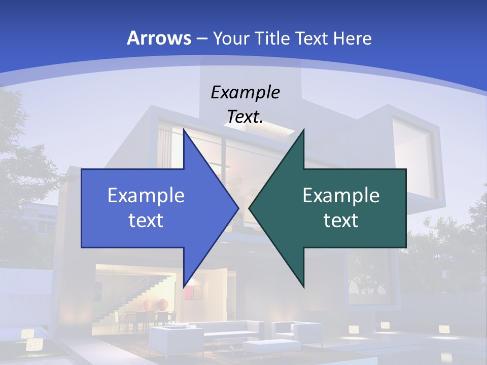 A Modern House With A Pool In Front Of It PowerPoint Template