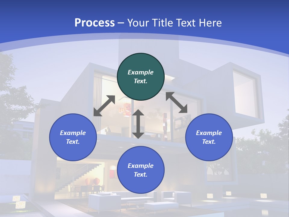 A Modern House With A Pool In Front Of It PowerPoint Template