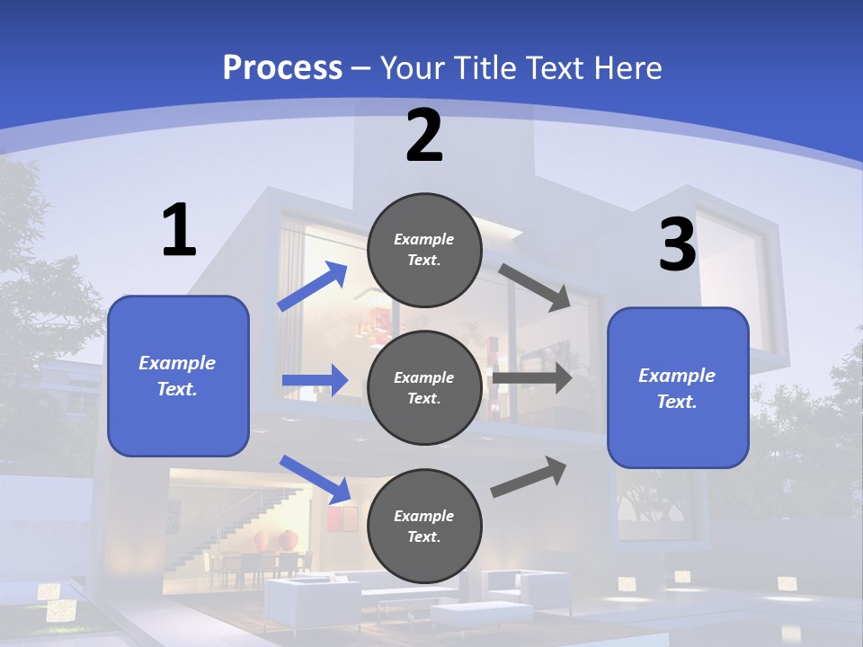 A Modern House With A Pool In Front Of It PowerPoint Template