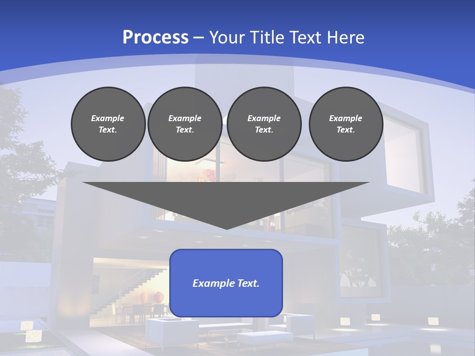 A Modern House With A Pool In Front Of It PowerPoint Template