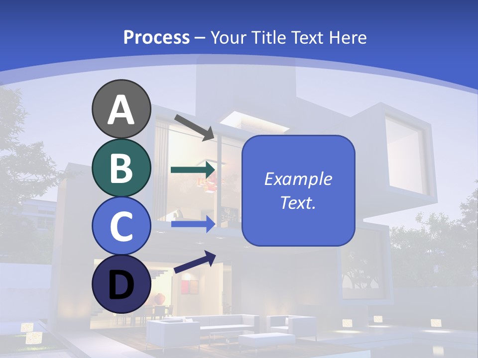 A Modern House With A Pool In Front Of It PowerPoint Template