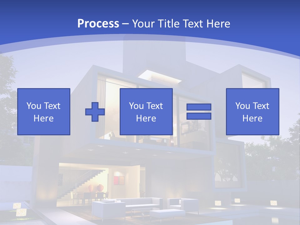A Modern House With A Pool In Front Of It PowerPoint Template