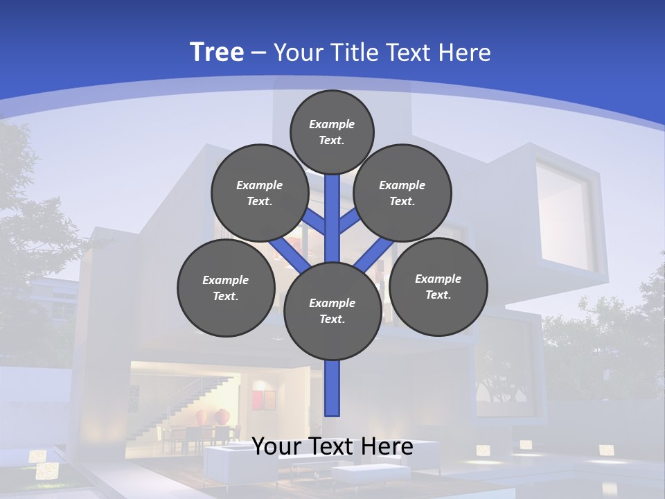 A Modern House With A Pool In Front Of It PowerPoint Template