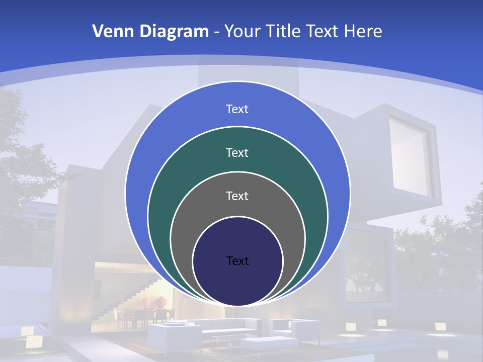 A Modern House With A Pool In Front Of It PowerPoint Template