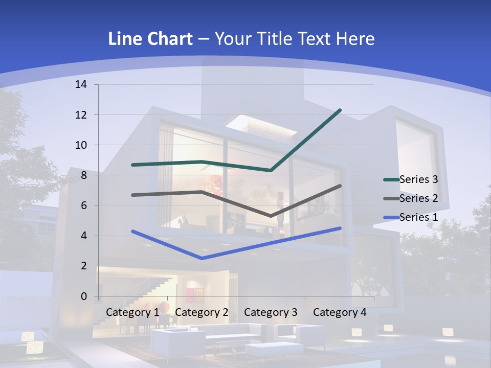 A Modern House With A Pool In Front Of It PowerPoint Template