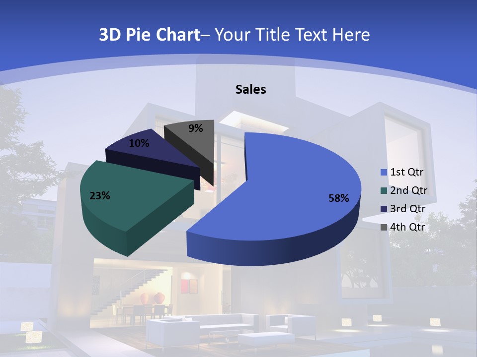 A Modern House With A Pool In Front Of It PowerPoint Template