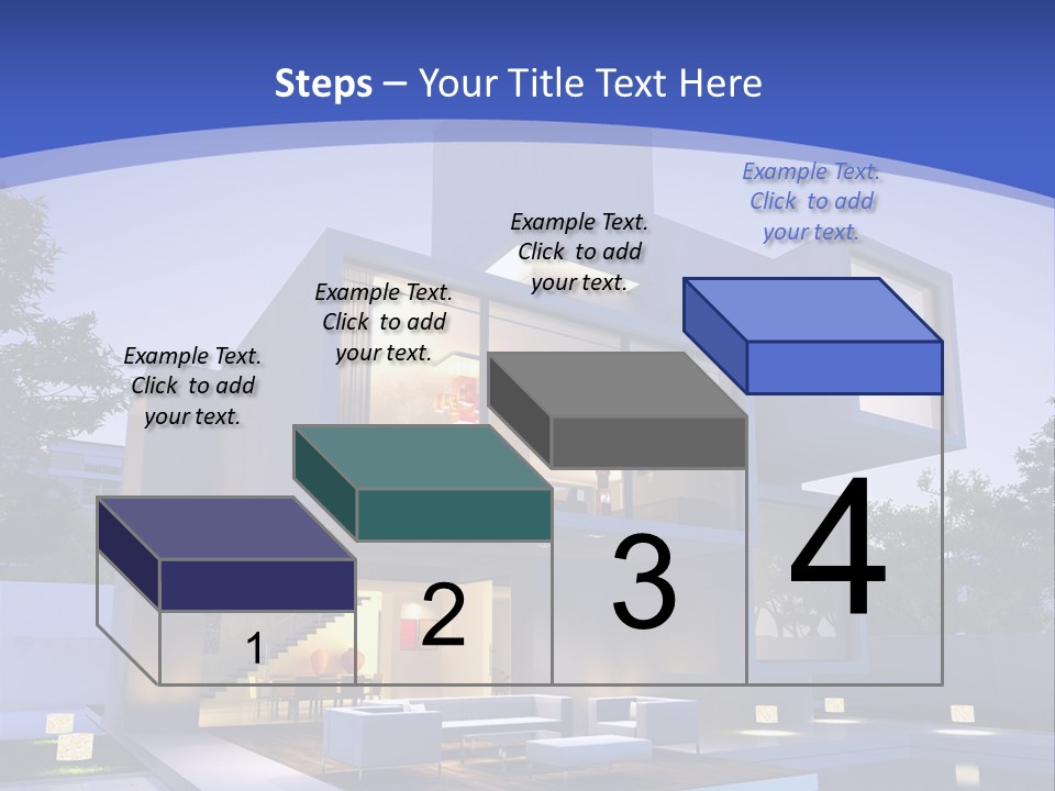 A Modern House With A Pool In Front Of It PowerPoint Template