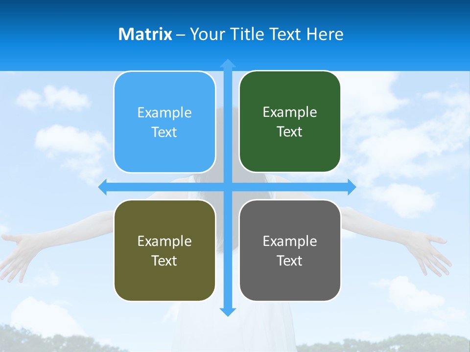 A Woman With Her Arms Outstretched In Front Of A Blue Sky PowerPoint Template