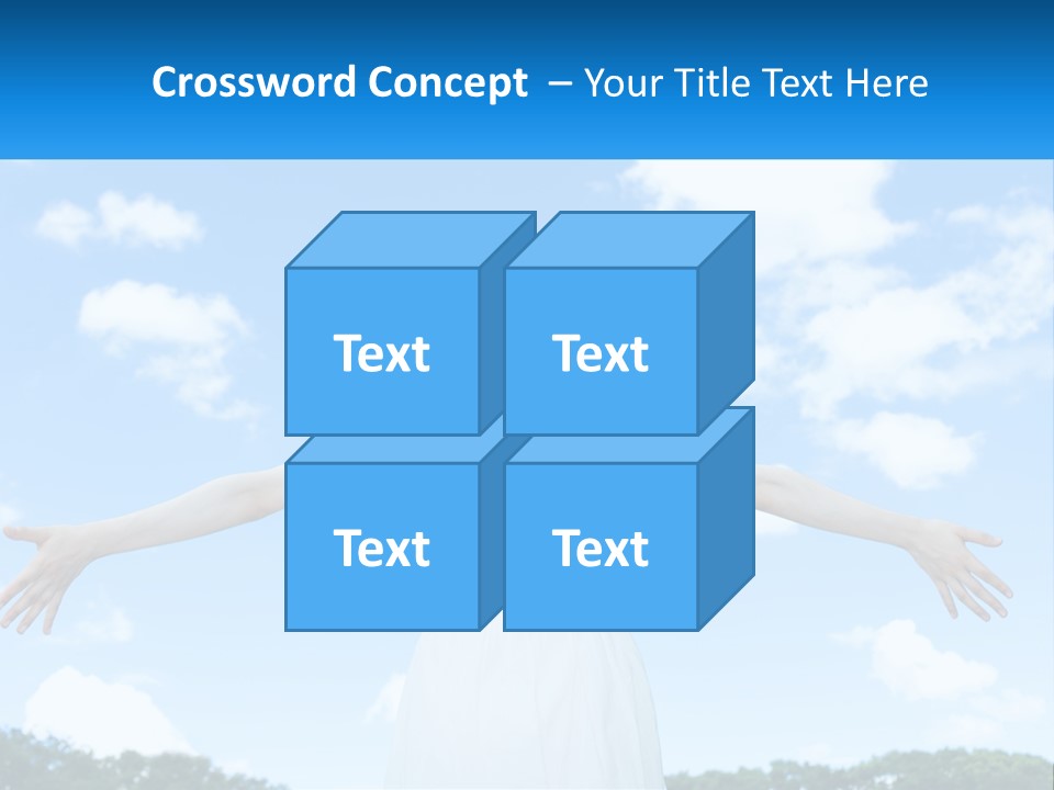 A Woman With Her Arms Outstretched In Front Of A Blue Sky PowerPoint Template