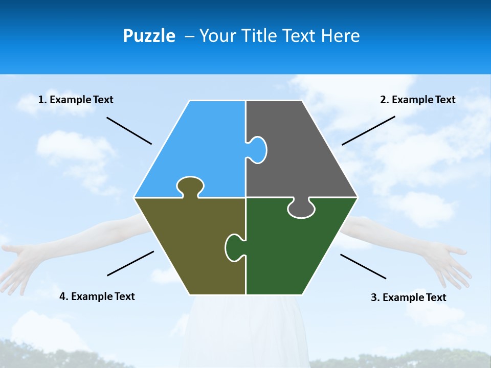 A Woman With Her Arms Outstretched In Front Of A Blue Sky PowerPoint Template