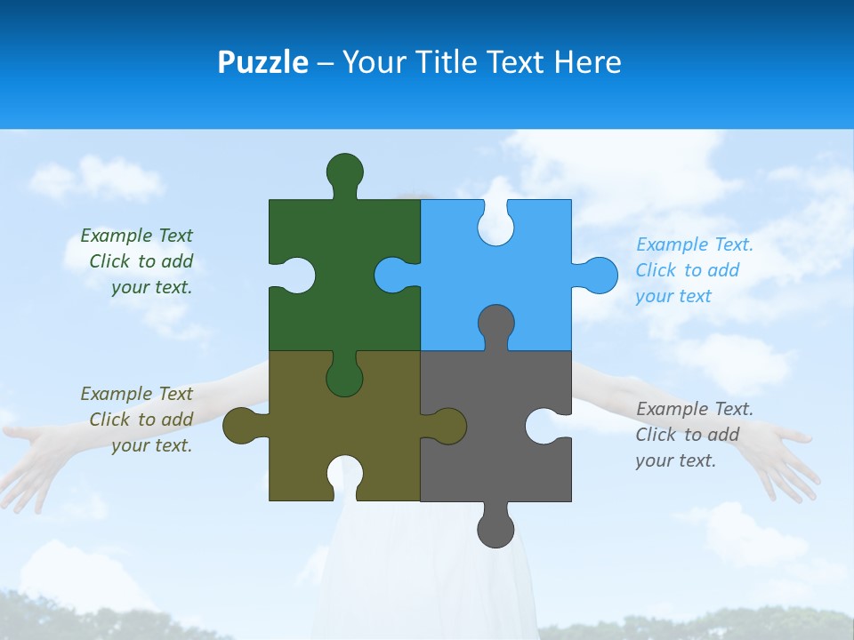 A Woman With Her Arms Outstretched In Front Of A Blue Sky PowerPoint Template